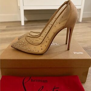 Christian Louboutin FOLLIES STRASS 100 RETE/SUEDE LAME
Size 38.5